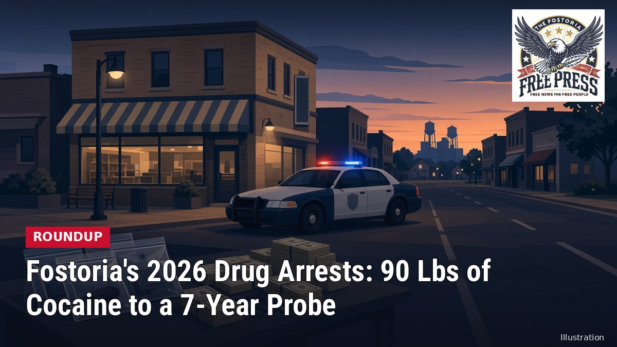 Illustration: FOSTORIA | From 90 Pounds of Cocaine to a 7-Year Investigation: A Look Back at 2026's Drug Arrests by METRICH, DEA and Fostoria Police